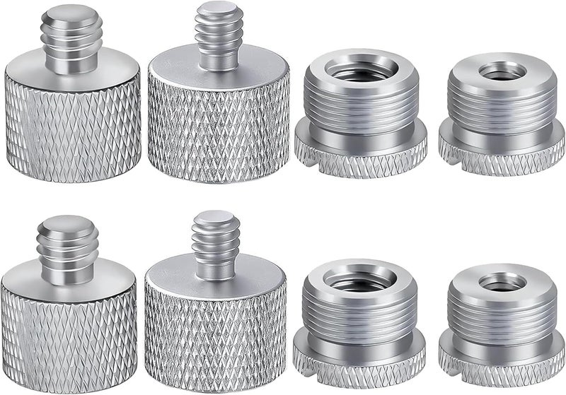 i-XTECH Mic Stand Adapter Set 8 pieces Metal Microphone Stand Screw Thread Adapter 5/8 Female to 3/8 Male 3/8 Female to 5/8 Male 5/8 Female to 1/4 Male 1/4 Female to 5/8 Male Tripod Adapter ADP03 Slvr - Image 1